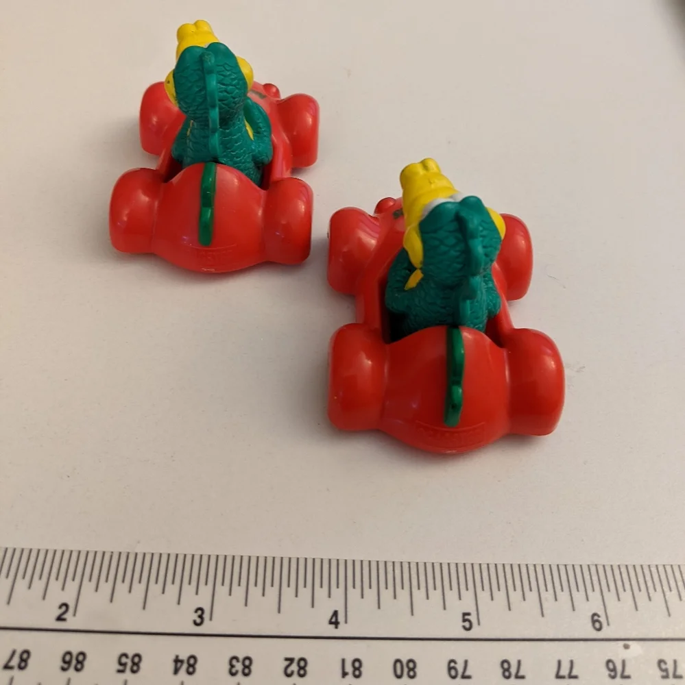 Vintage Hardee's Animobiles Toys 1996 Collectible Pair of Croc driving red cars
